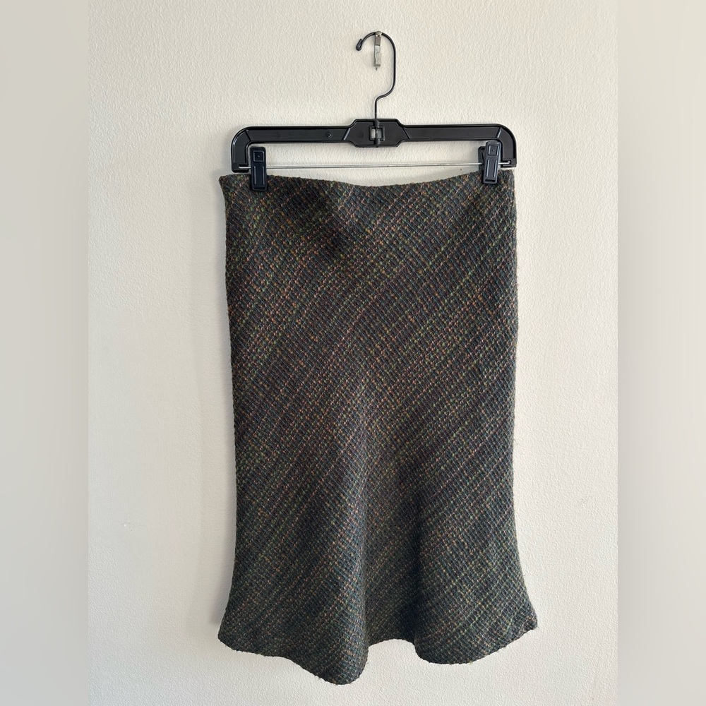 Vintage Tweed A-Line Skirt – H&M, Size 6, Academia Style, Green/Brown - Picture 3 of 8